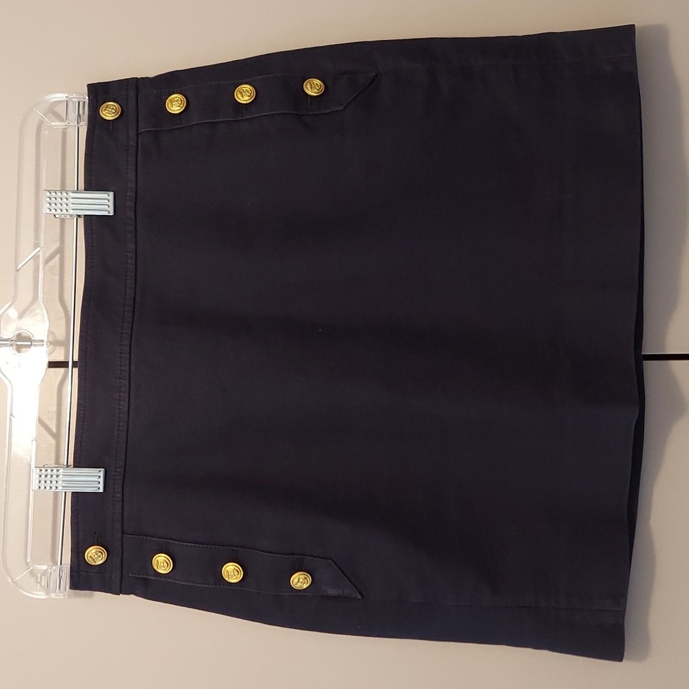 J. Crew Dark Blue Nautical Sailor Mini Skirt with Gold Button Details Size 2